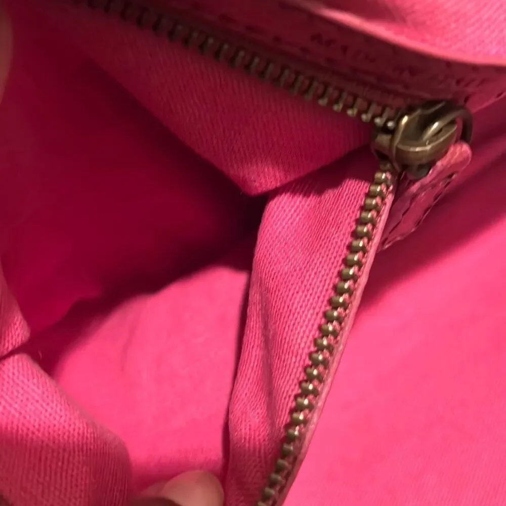 Moschino Top Handle Travel Tote Bag Deep Pinkish Red Leather Gold Hardware